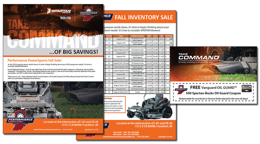 Performance PowerSports of Indiana fall savings coupon marketing materials